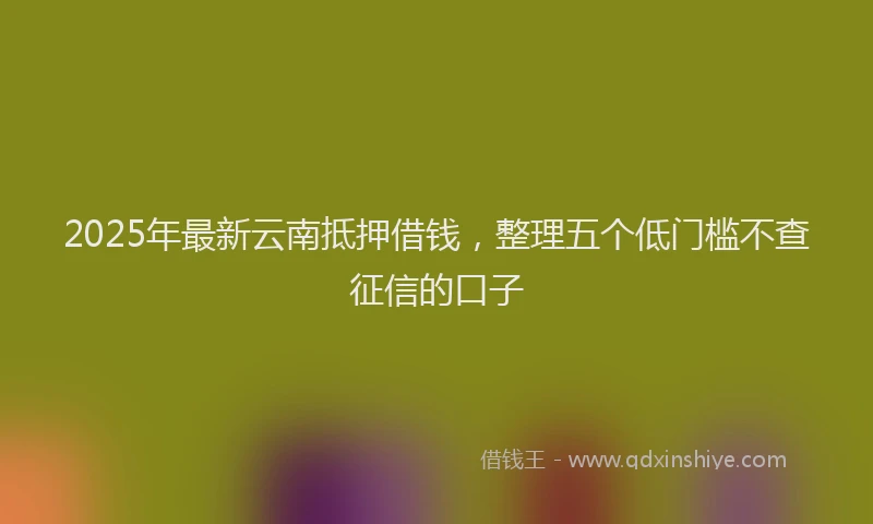 2025年最新云南抵押借钱，整理五个低门槛不查征信的口子