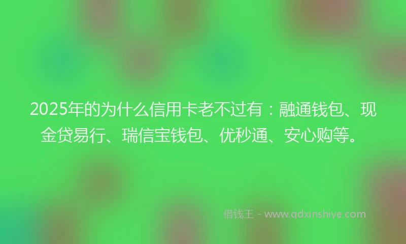 2025年的为什么信用卡老不过有：融通钱包、现金贷易行、瑞信宝钱包、优秒通、安心购等。