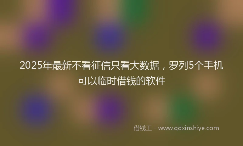 2025年最新不看征信只看大数据，罗列5个手机可以临时借钱的软件