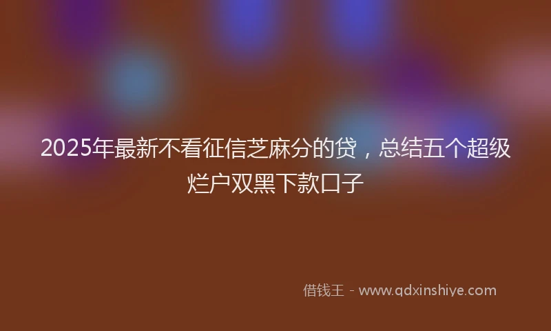 2025年最新不看征信芝麻分的贷，总结五个超级烂户双黑下款口子