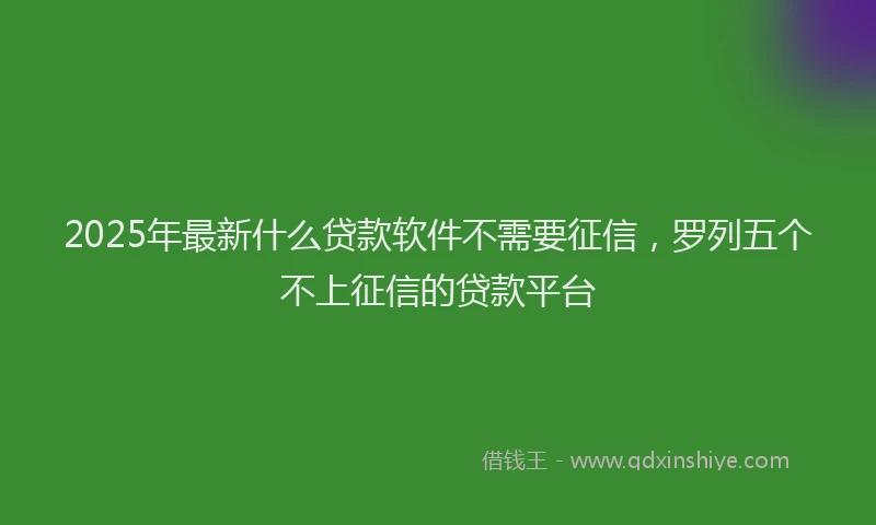 2025年最新什么贷款软件不需要征信，罗列五个不上征信的贷款平台