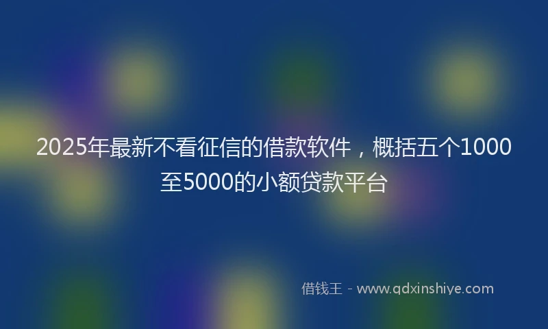 2025年最新不看征信的借款软件，概括五个1000至5000的小额贷款平台
