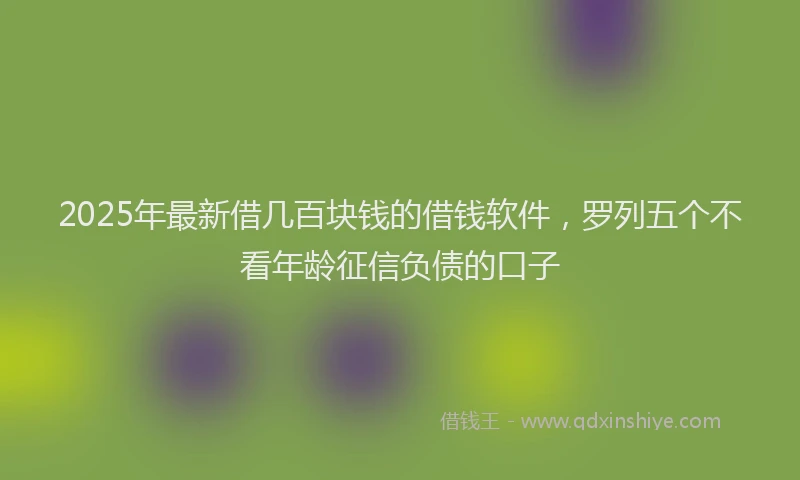 2025年最新借几百块钱的借钱软件，罗列五个不看年龄征信负债的口子