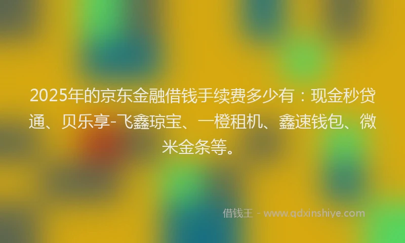 2025年的京东金融借钱手续费多少有：现金秒贷通、贝乐享-飞鑫琼宝、一橙租机、鑫速钱包、微米金条等。