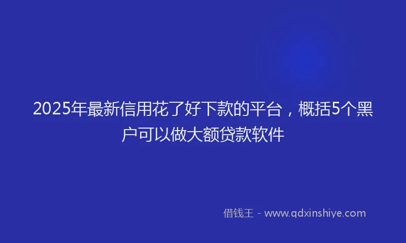 2025年最新信用花了好下款的平台，概括5个黑户可以做大额贷款软件