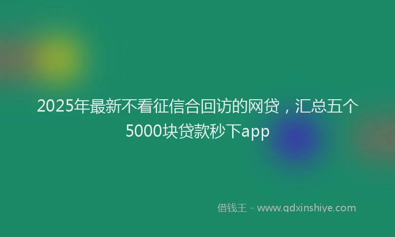 2025年最新不看征信合回访的网贷，汇总五个5000块贷款秒下app