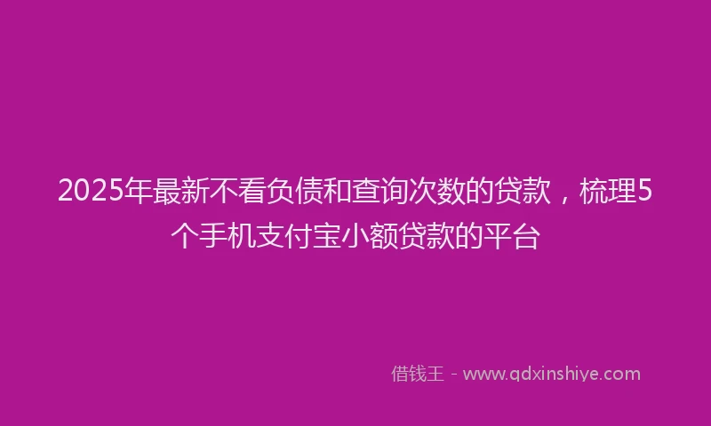 2025年最新不看负债和查询次数的贷款，梳理5个手机支付宝小额贷款的平台