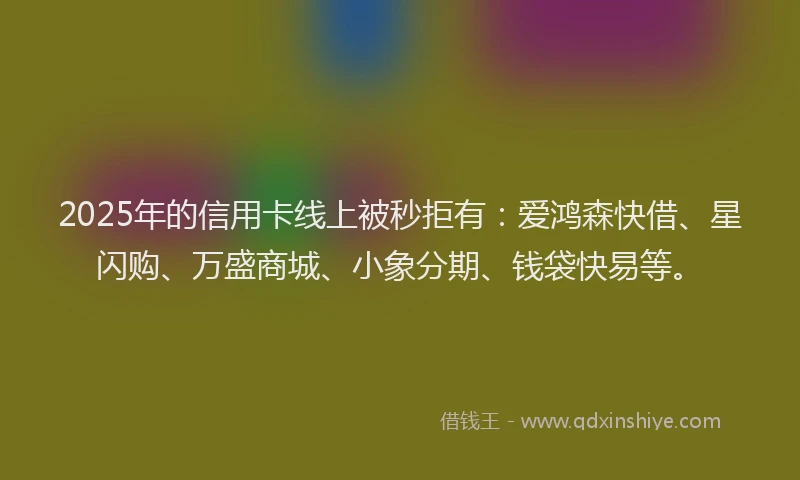 2025年的信用卡线上被秒拒有：爱鸿森快借、星闪购、万盛商城、小象分期、钱袋快易等。