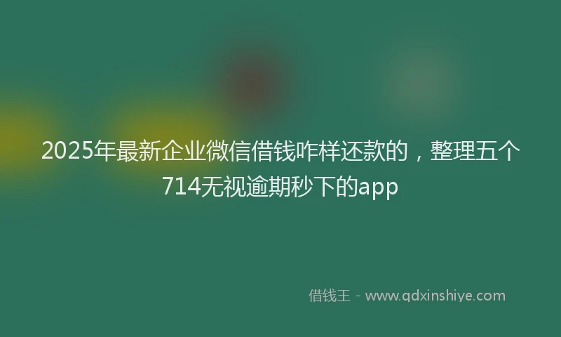 2025年最新企业微信借钱咋样还款的，整理五个714无视逾期秒下的app