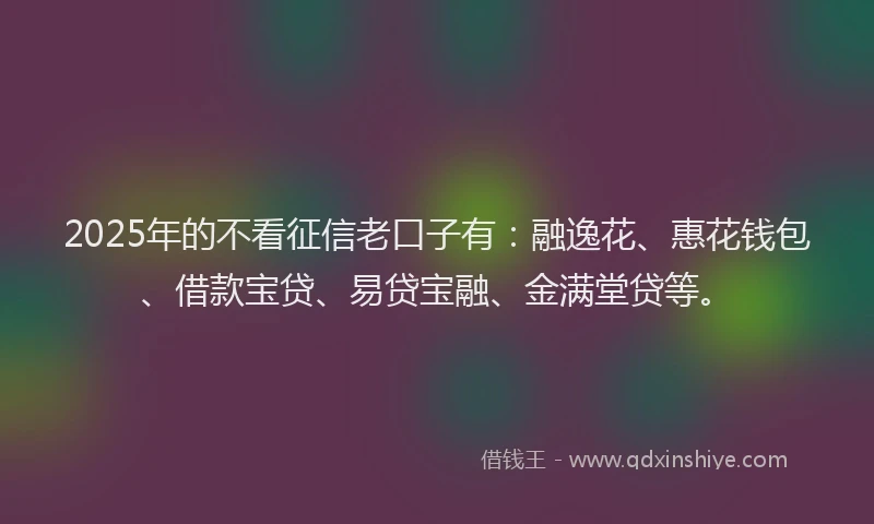 2025年的不看征信老口子有：融逸花、惠花钱包、借款宝贷、易贷宝融、金满堂贷等。