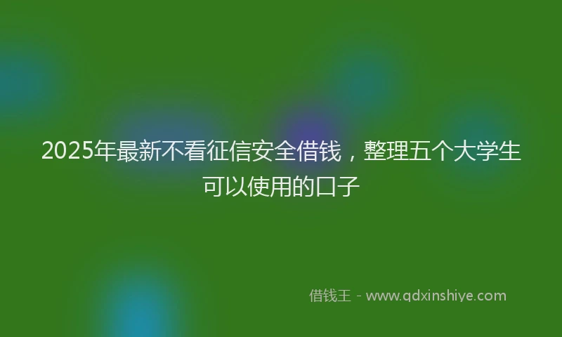 2025年最新不看征信安全借钱，整理五个大学生可以使用的口子