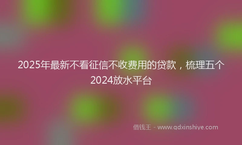 2025年最新不看征信不收费用的贷款，梳理五个2024放水平台