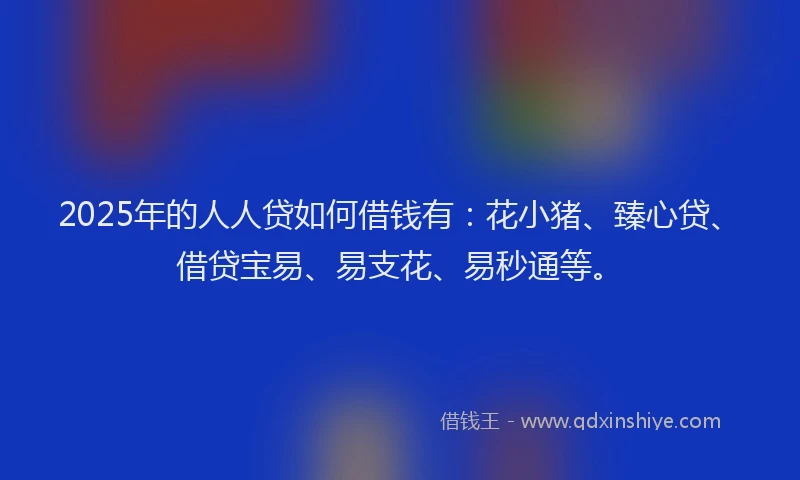 2025年的人人贷如何借钱有：花小猪、臻心贷、借贷宝易、易支花、易秒通等。