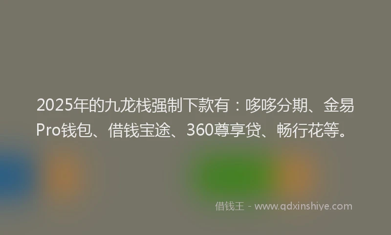 2025年的九龙栈强制下款有：哆哆分期、金易Pro钱包、借钱宝途、360尊享贷、畅行花等。