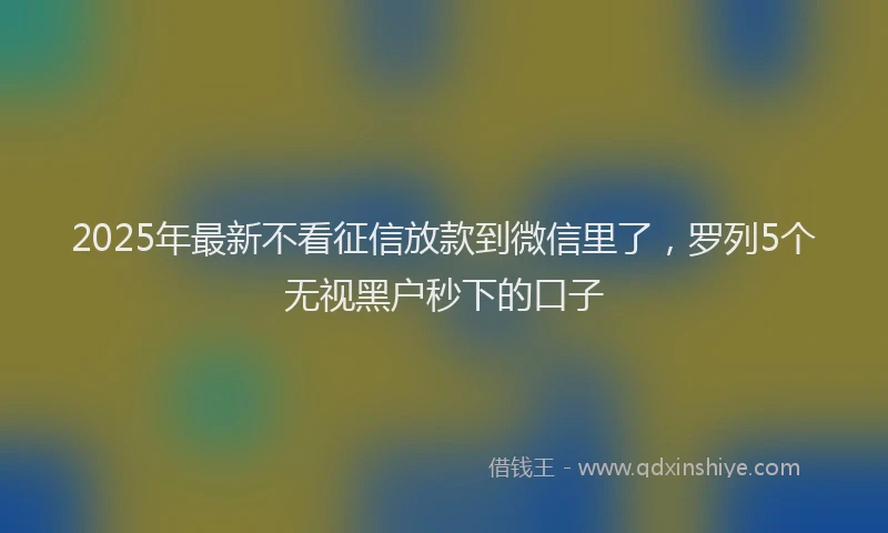 2025年最新不看征信放款到微信里了，罗列5个无视黑户秒下的口子