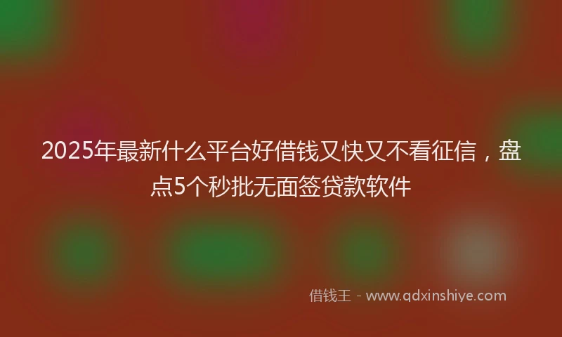 2025年最新什么平台好借钱又快又不看征信，盘点5个秒批无面签贷款软件