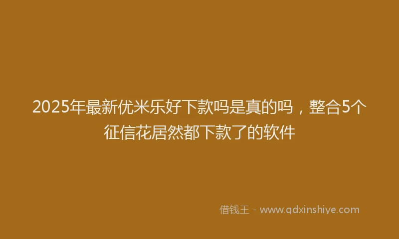 2025年最新优米乐好下款吗是真的吗，整合5个征信花居然都下款了的软件