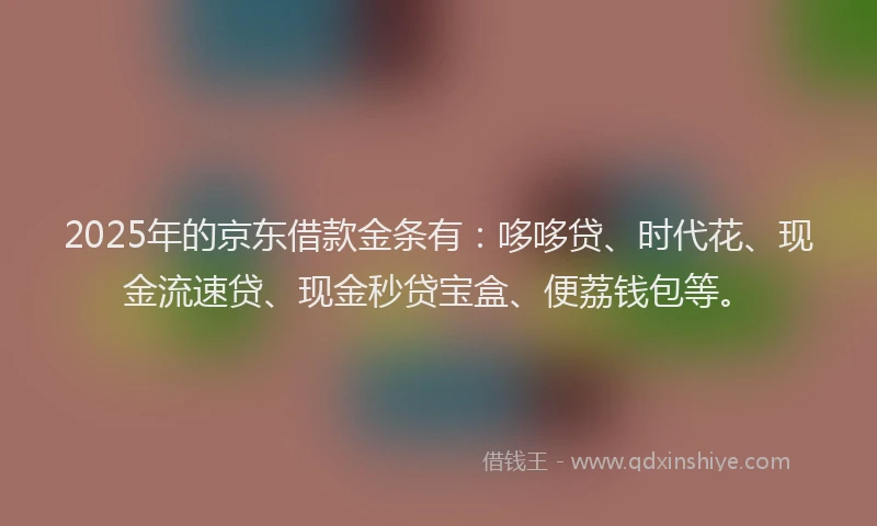2025年的京东借款金条有：哆哆贷、时代花、现金流速贷、现金秒贷宝盒、便荔钱包等。