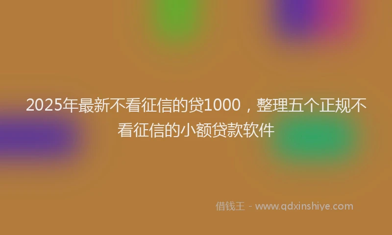 2025年最新不看征信的贷1000，整理五个正规不看征信的小额贷款软件