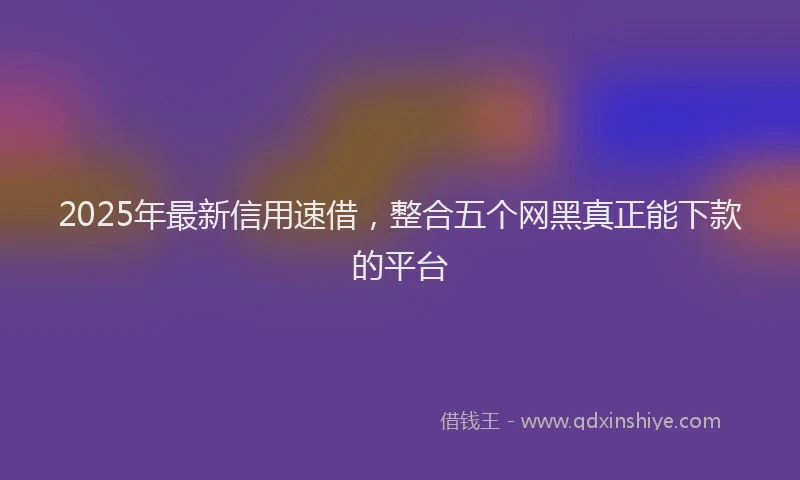 2025年最新信用速借，整合五个网黑真正能下款的平台