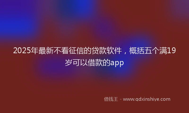 2025年最新不看征信的贷款软件，概括五个满19岁可以借款的app