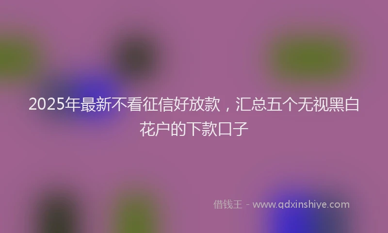 2025年最新不看征信好放款，汇总五个无视黑白花户的下款口子