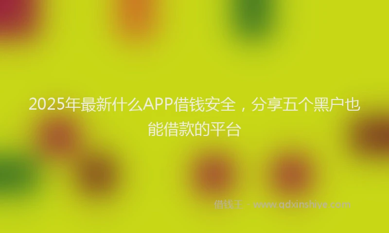 2025年最新什么APP借钱安全，分享五个黑户也能借款的平台