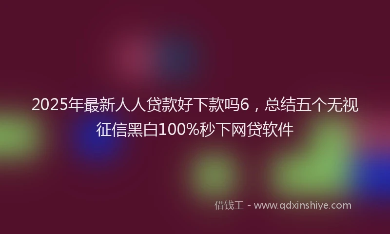 2025年最新人人贷款好下款吗6，总结五个无视征信黑白100%秒下网贷软件