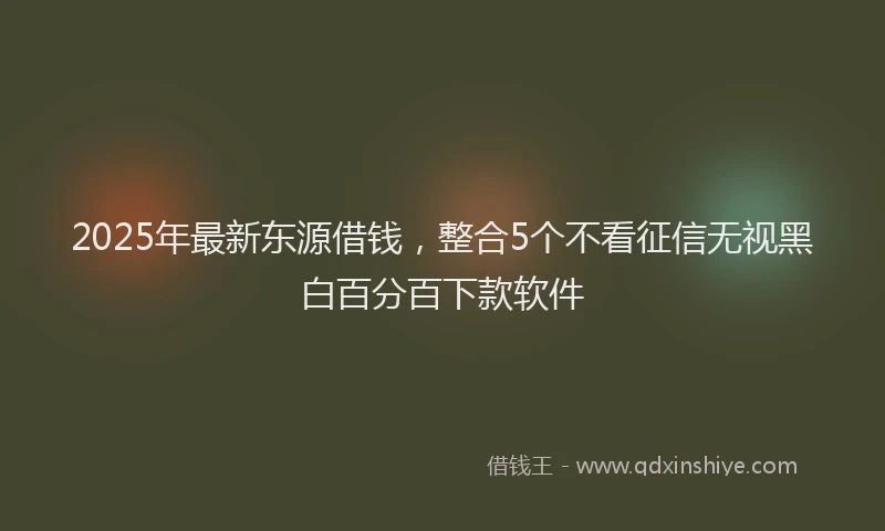 2025年最新东源借钱，整合5个不看征信无视黑白百分百下款软件