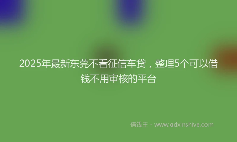 2025年最新东莞不看征信车贷，整理5个可以借钱不用审核的平台