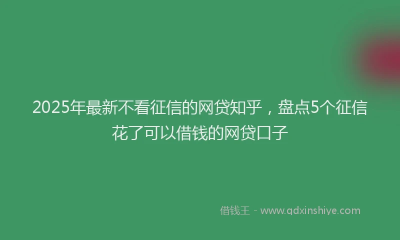 2025年最新不看征信的网贷知乎，盘点5个征信花了可以借钱的网贷口子