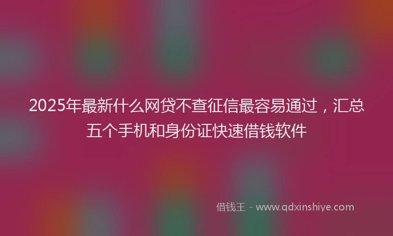 2025年最新什么网贷不查征信最容易通过，汇总五个手机和身份证快速借钱软件