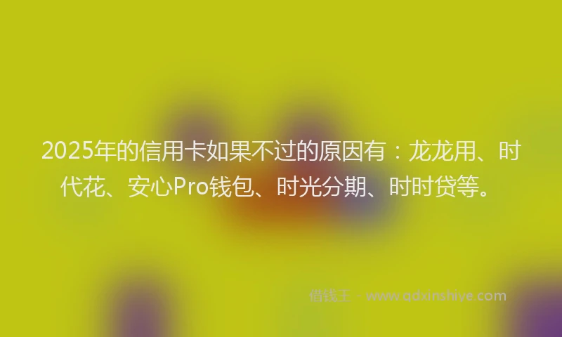 2025年的信用卡如果不过的原因有：龙龙用、时代花、安心Pro钱包、时光分期、时时贷等。