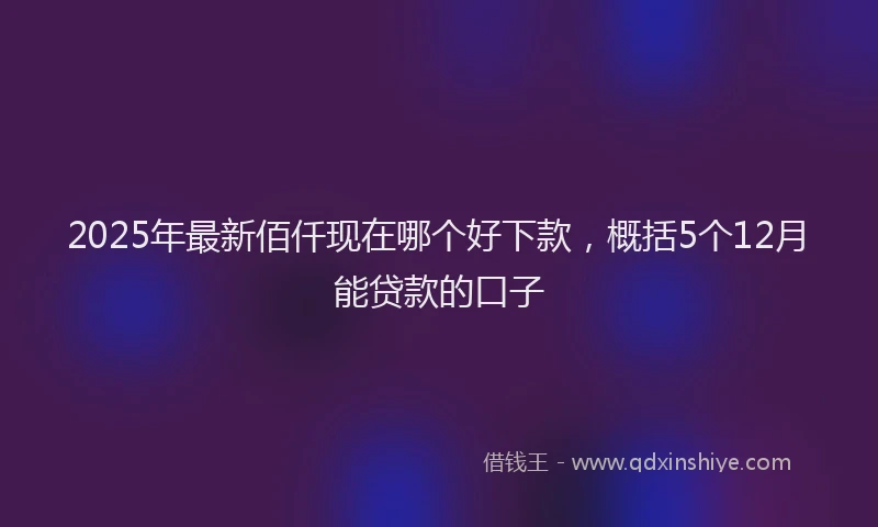 2025年最新佰仟现在哪个好下款，概括5个12月能贷款的口子