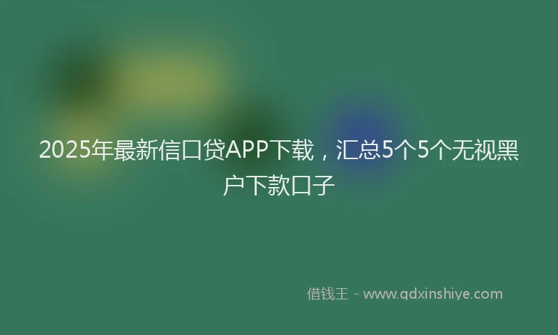 2025年最新信口贷APP下载，汇总5个5个无视黑户下款口子