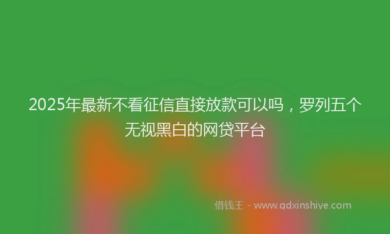 2025年最新不看征信直接放款可以吗，罗列五个无视黑白的网贷平台