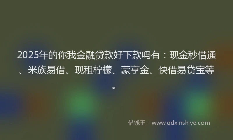 2025年的你我金融贷款好下款吗有：现金秒借通、米族易借、现租柠檬、蒙享金、快借易贷宝等。