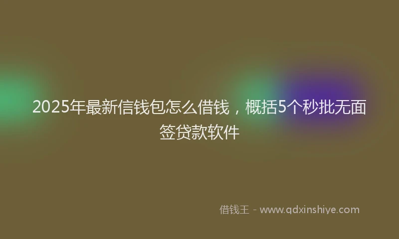 2025年最新信钱包怎么借钱，概括5个秒批无面签贷款软件