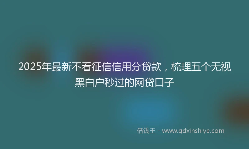 2025年最新不看征信信用分贷款，梳理五个无视黑白户秒过的网贷口子