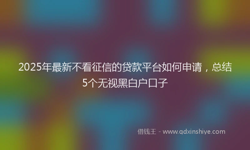 2025年最新不看征信的贷款平台如何申请，总结5个无视黑白户口子