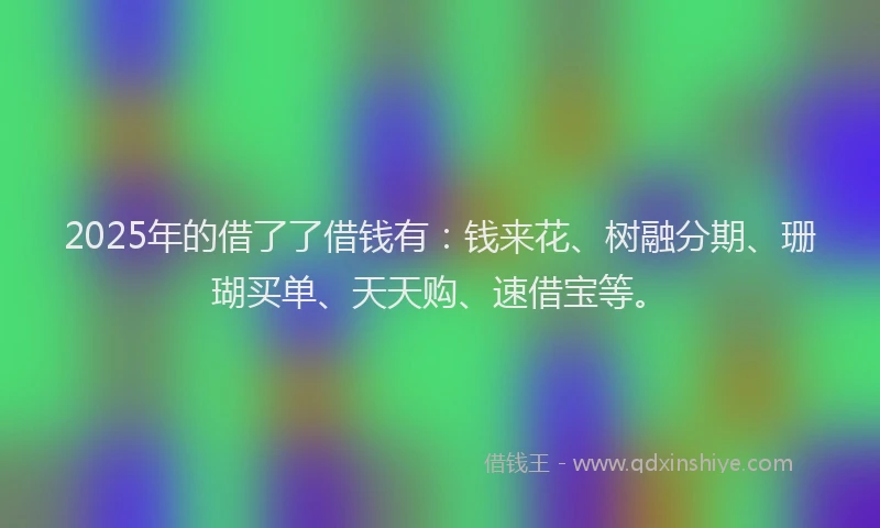 2025年的借了了借钱有：钱来花、树融分期、珊瑚买单、天天购、速借宝等。