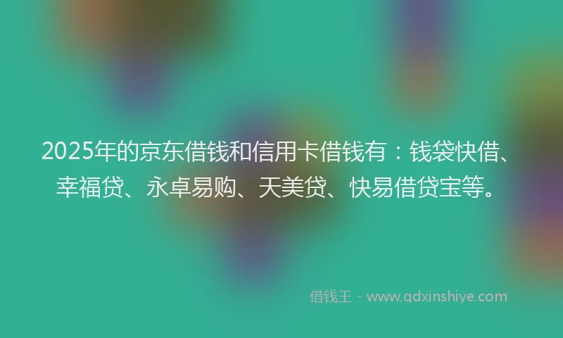 2025年的京东借钱和信用卡借钱有：钱袋快借、幸福贷、永卓易购、天美贷、快易借贷宝等。