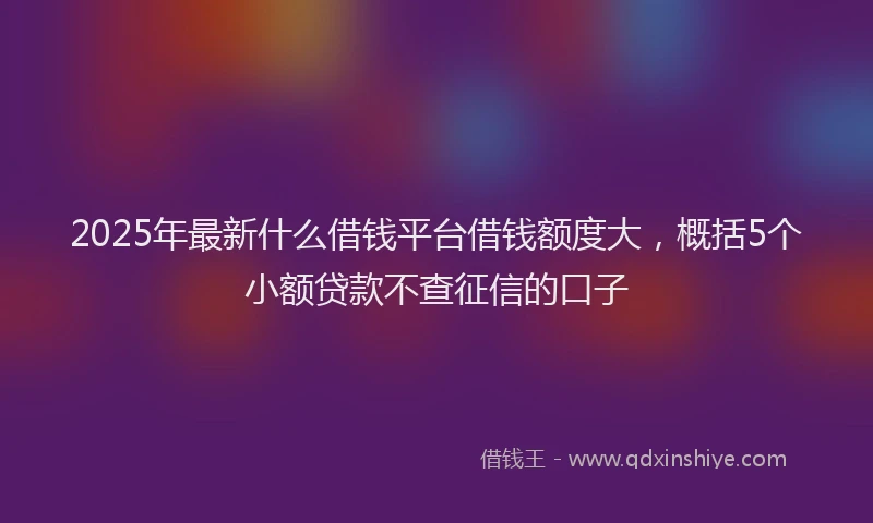 2025年最新什么借钱平台借钱额度大，概括5个小额贷款不查征信的口子