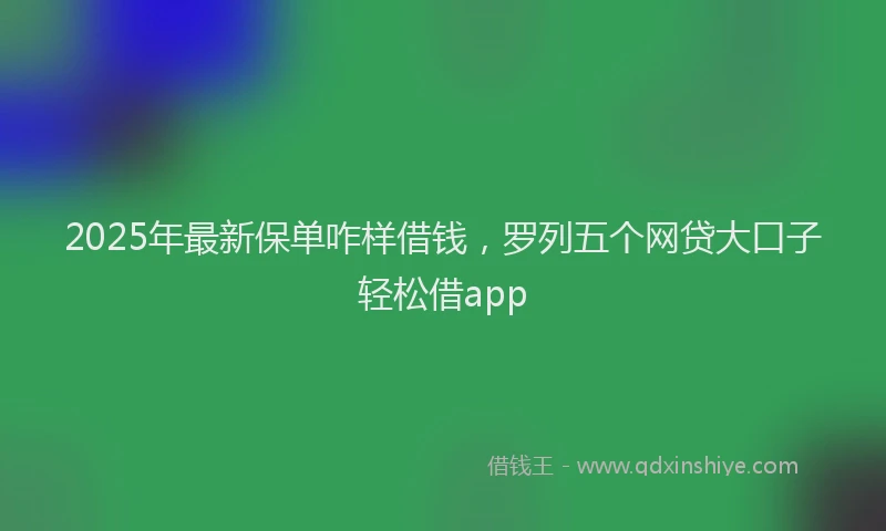 2025年最新保单咋样借钱，罗列五个网贷大口子轻松借app