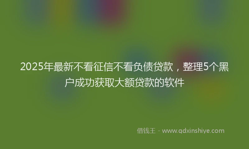 2025年最新不看征信不看负债贷款，整理5个黑户成功获取大额贷款的软件