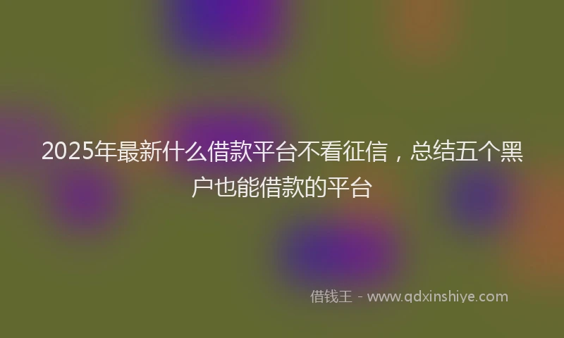 2025年最新什么借款平台不看征信，总结五个黑户也能借款的平台