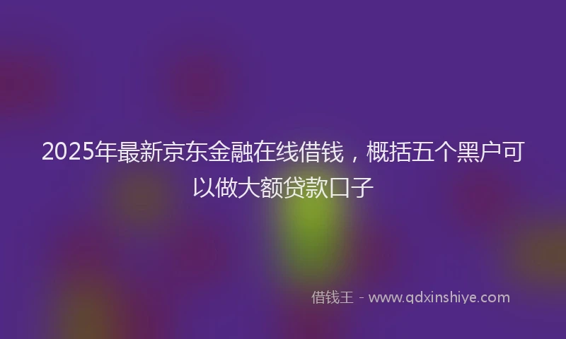 2025年最新京东金融在线借钱，概括五个黑户可以做大额贷款口子