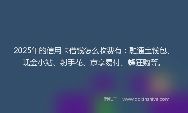 2025年的信用卡借钱怎么收费有：融通宝钱包、现金小站、射手花、京享易付、蜂狂购等。