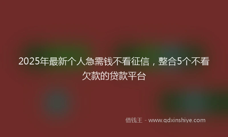 2025年最新个人急需钱不看征信，整合5个不看欠款的贷款平台