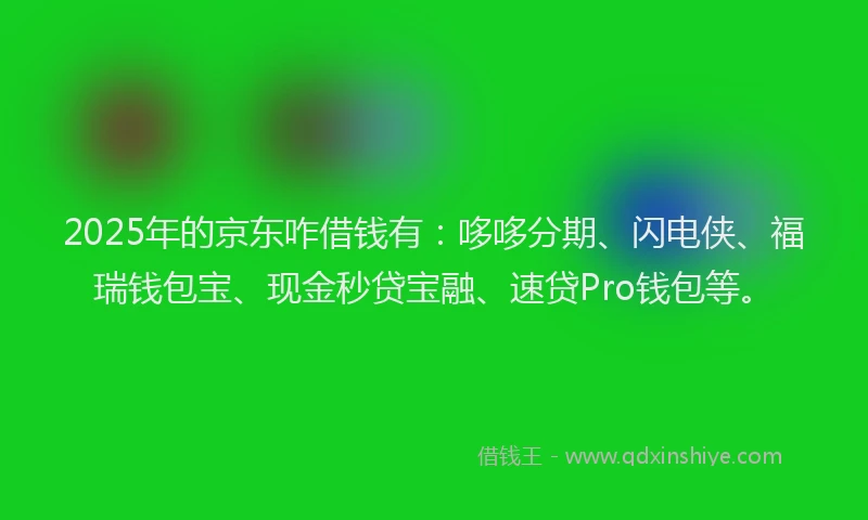 2025年的京东咋借钱有：哆哆分期、闪电侠、福瑞钱包宝、现金秒贷宝融、速贷Pro钱包等。